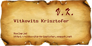 Vitkovits Krisztofer névjegykártya